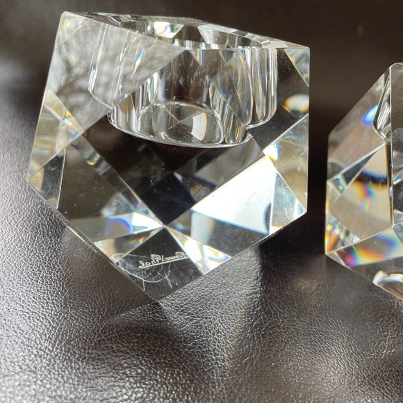 2 x Rosenthal Germany Crystal Votive Candle Holder Carlyle Clear Faceted - Picture 9 of 10